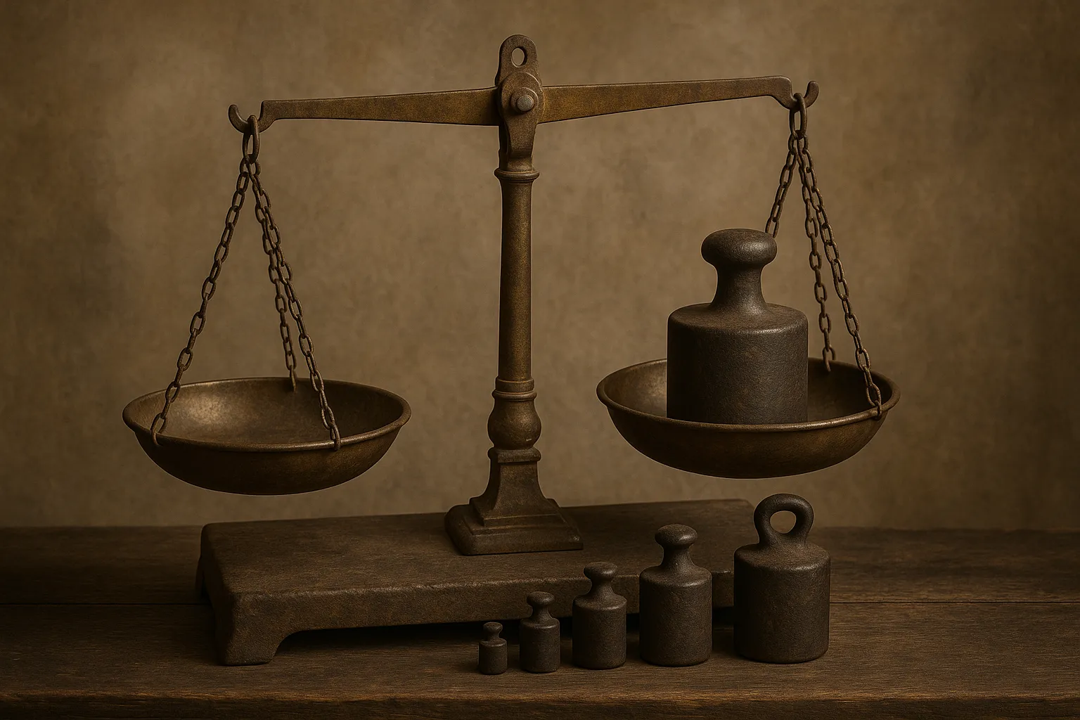 A picture of ancient scales used for weighing goods.