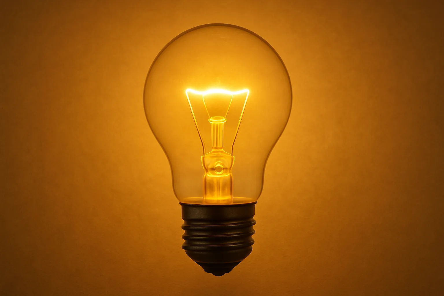 A picture of a light bulb giving off a warm glow.