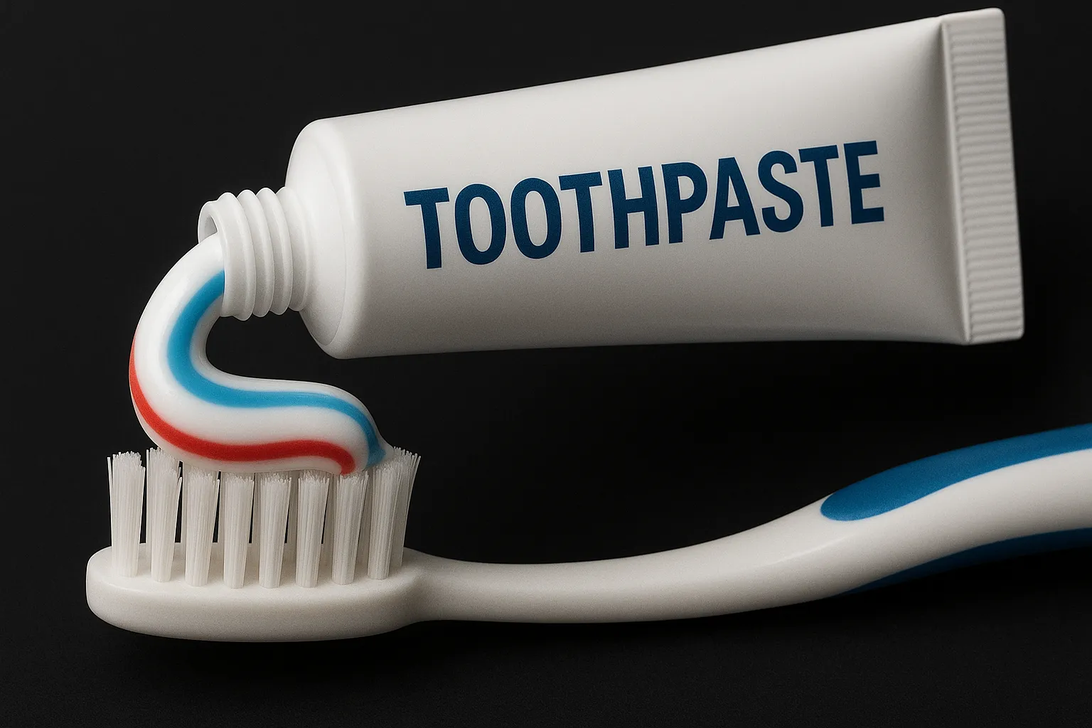 A picture of a tube of toothpaste being applied to a toothbrush.